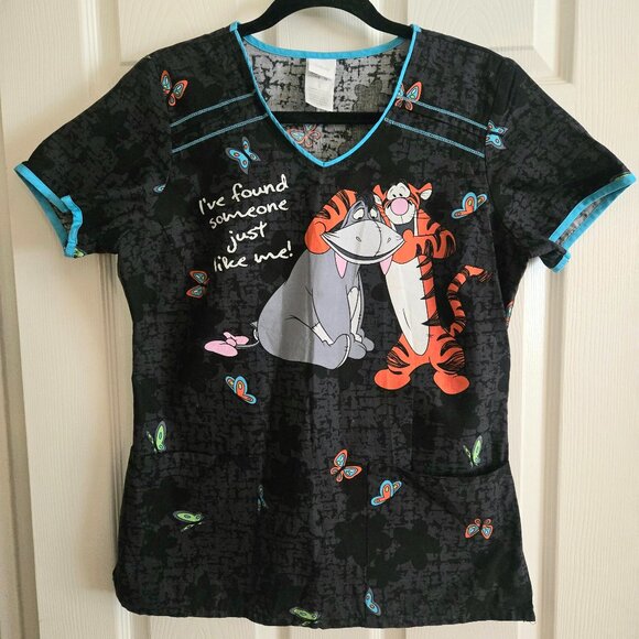 Disney Eeyore and Tigger Scrub Top Small - Picture 1 of 4